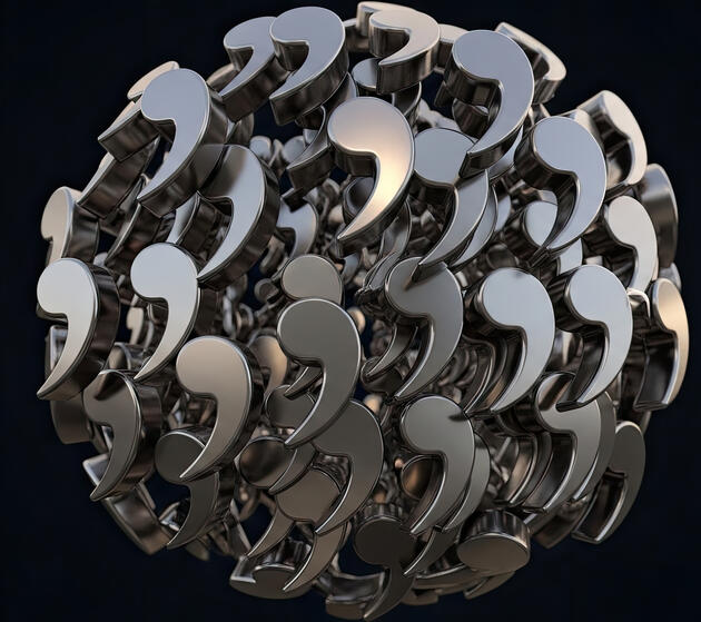 A steel ball made of commas
